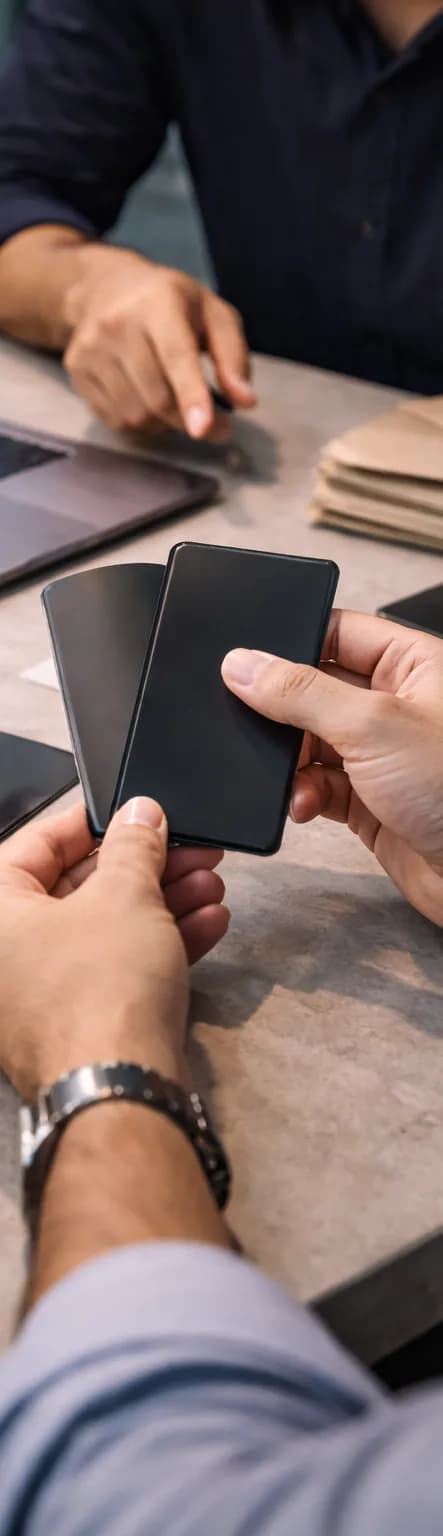 Business partners discussing procurement requirements