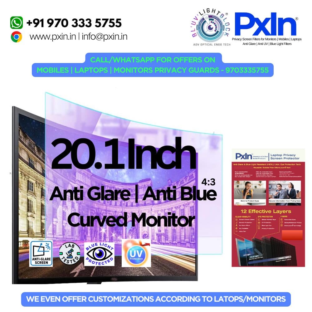 20.1 Inch(4:3) curved monitor Anti glare and Anti Bluelight screen guard
