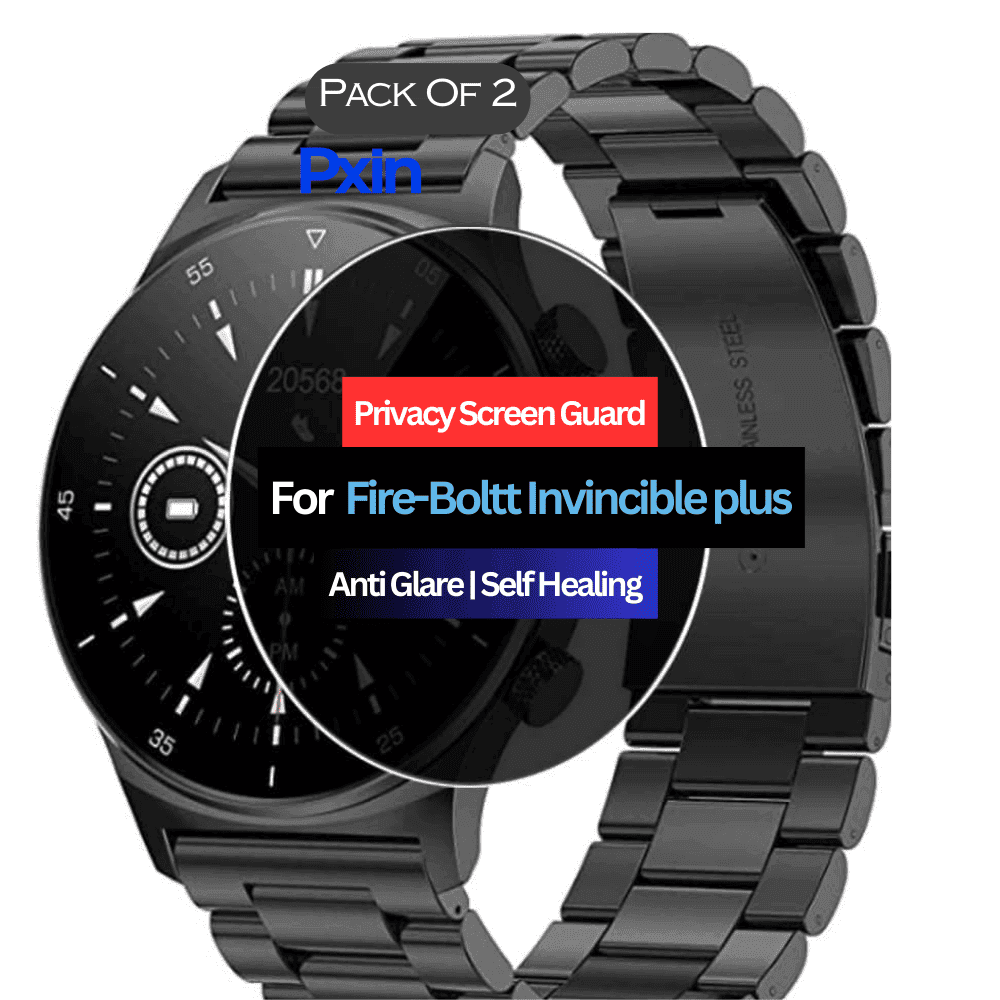 Fire-Boltt Invincible plus Smartwatch Privacy Screen Guard for | Privacy Filter | Anti-Glare, Fingerprint Resistant (Pack of 2)