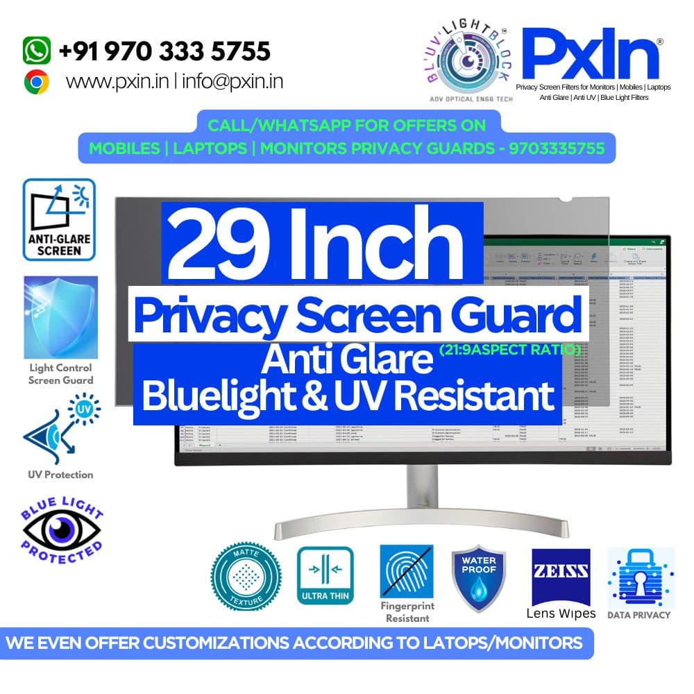 29 inch (21:9) Monitor Pro Privacy (Anti Blue Light & Anti Glare) Screen Guard - Image 1
