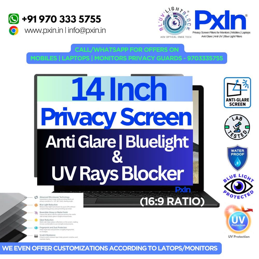 14 inch Laptop Pro Privacy (Anti Blue Light & Anti Glare) Screen Guard - Image 1