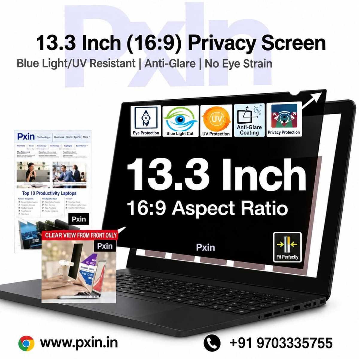 13 inch (16:9) Laptop Pro Privacy (Anti Blue Light & Anti Glare) Screen Guard