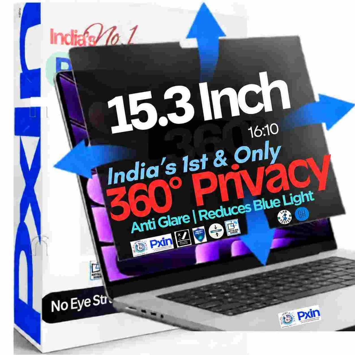15.3 Inch (16:10) Laptop 360° Privacy (Anti Blue Light & Anti Glare) Screen Guard - Image 1