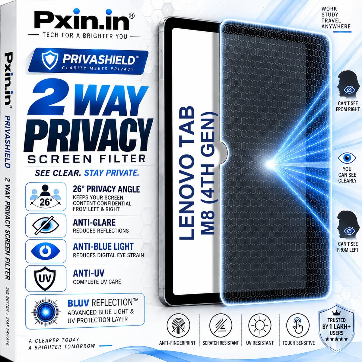 Lenovo Tab M8 (4th Gen) 2 Way Tablet Privacy Screen Guard (Anti-Blue & Anti-Glare) - Image 1