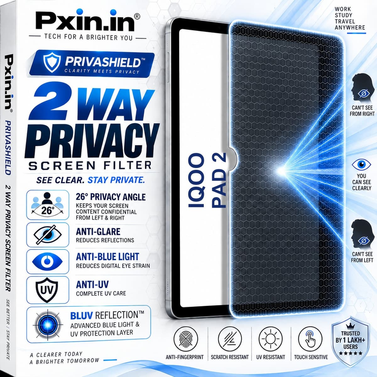 iQOO Pad 2 2 Way Tablet Privacy Screen Guard (Anti-Blue & Anti-Glare) - Image 1