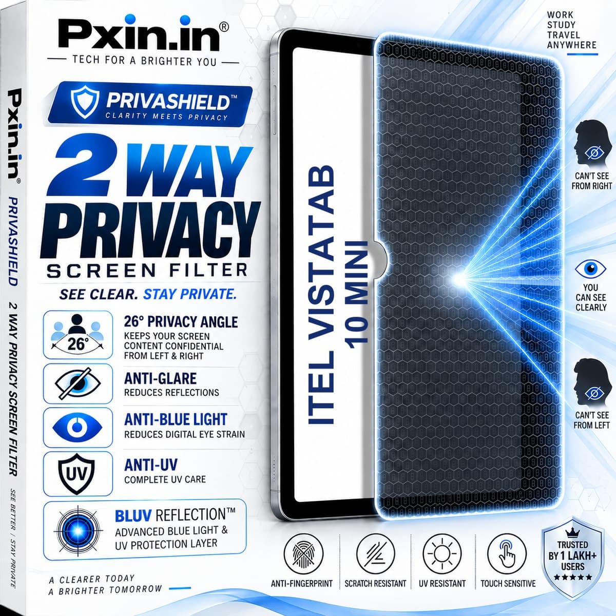 itel VistaTab 10 Mini 2 Way Tablet Privacy Screen Guard (Anti-Blue & Anti-Glare) - Image 1