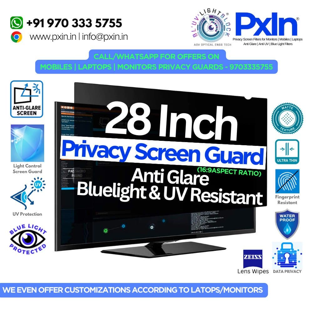 28 inch (16:9) Monitor Pro Privacy (Anti Blue Light & Anti Glare) Screen Guard - Image 1