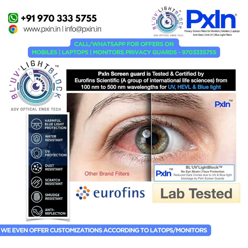 16 inch (16:9) Touch Laptop - Pro Privacy Screen Guard | Touch Sensitive | Anti Glare | Anti Blue Light | UV(A/B/C) Block | PXIN - Image 4