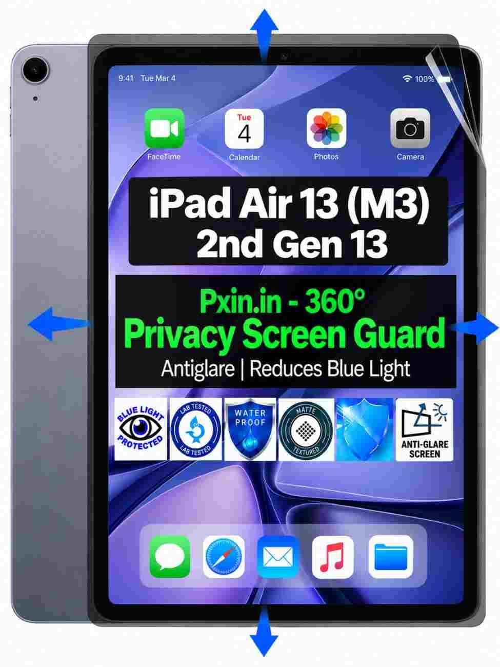 Privacy Screen Guard (Anti-Blue & Anti-Glare) for iPad Air 13 (M3) - 2nd Gen 13 - Image 1