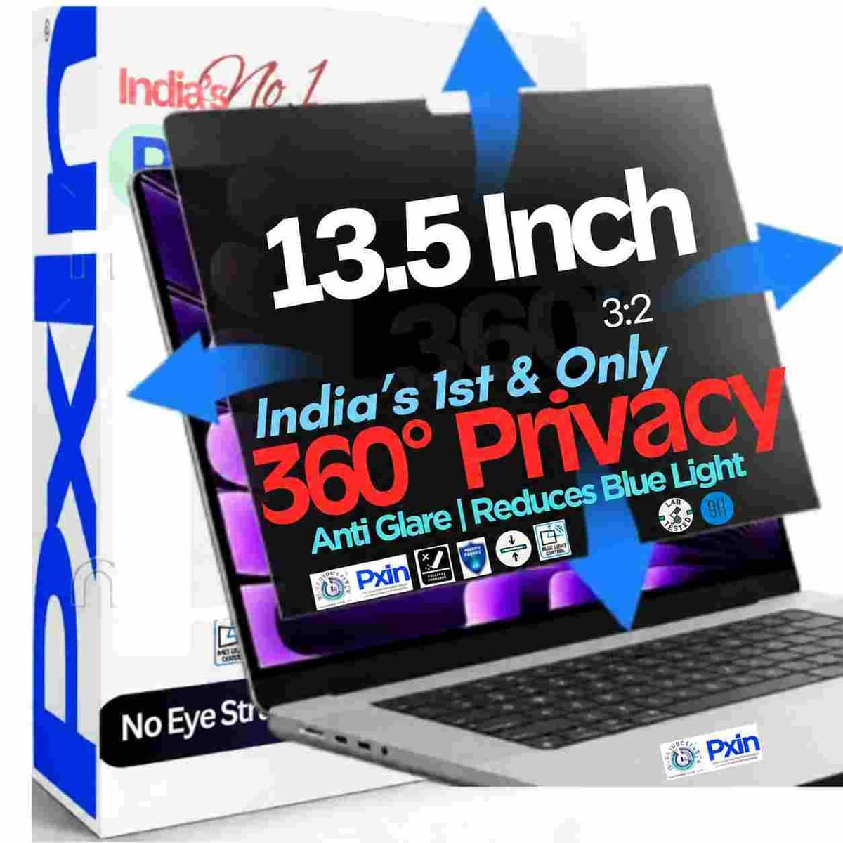 13 Inch (3:2) Laptop 360° Privacy (Anti Blue Light & Anti Glare) Screen Guard - Image 1