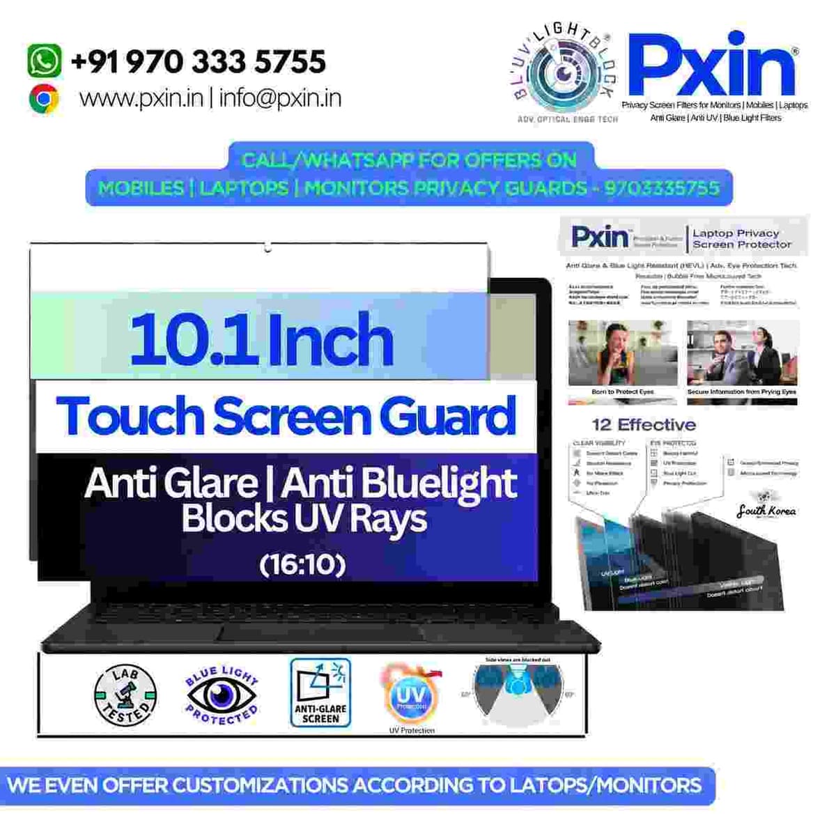 10.1 Inch (16:10) Touch Laptop Anti Blue Light & Anti Glare Screen Guard - Image 1