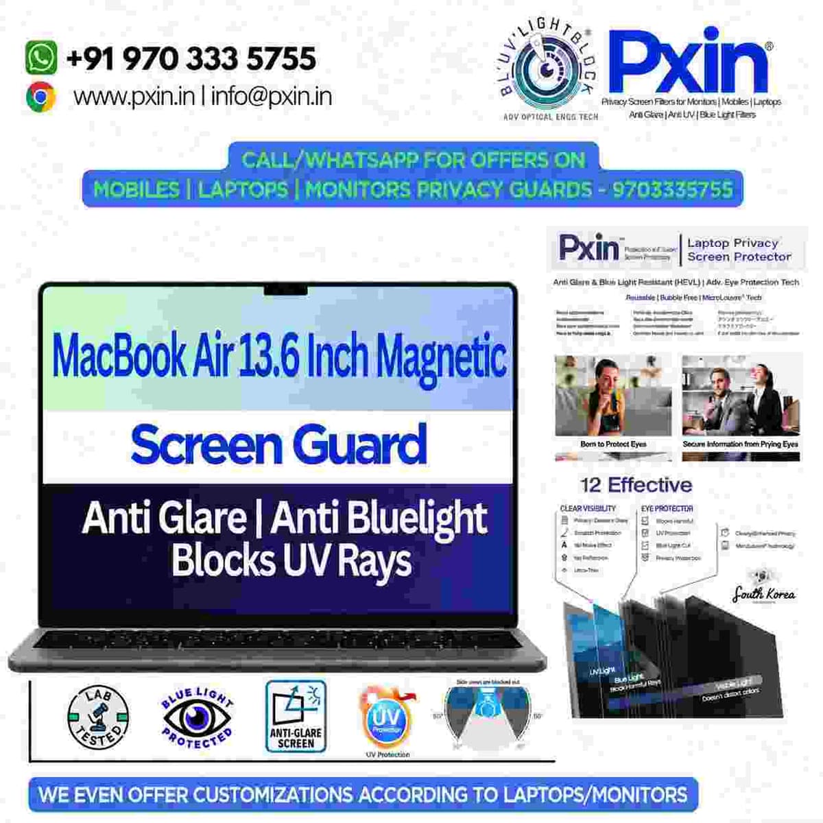 MacBook Air 13.6 Inch Magnetic Anti Blue Light & Anti Glare Screen Guard - Image 1