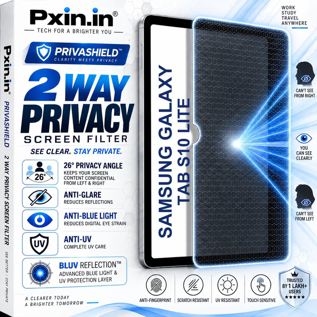 Samsung Galaxy Tab S10 Lite 2 Way Tablet Privacy Screen Guard (Anti-Blue & Anti-Glare) - Image 1